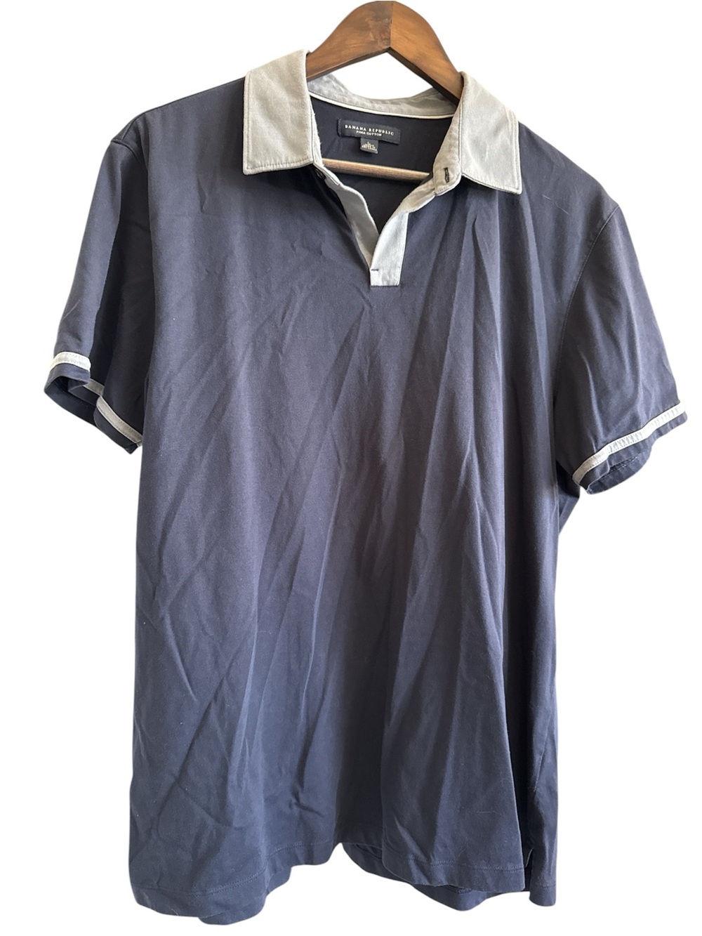 Banana Republic Navy Polo with Cream Contrast Collar